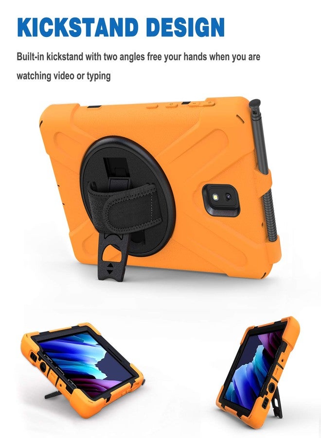 Rantice Samsung Galaxy Tab Active3/Active5 8.0 Case, with 360 Stand, Handle Hand Strap & Shoulder Strap for Samsung Galaxy Tab Active5 8" 2024, Active3 8" 2020 SM-X300/X307/T570/T577 (Orange) - Image 3